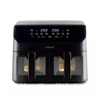 Karstā gaisa fritieris Maestro MR-758, ar diviem groziem 2×4,5 L ietilpība, 1400–1800 W, regulējama 80–200°C, 8 programmas, 30 min taimeris