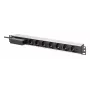 DIGITUS PDU - 1U alumīnija statnes 7x drošības kontaktligzda 16A 4000W 250VAC 50/60Hz 1x automātiskais slēdzis