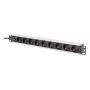 DIGITUS PDU - 1U alumīnija statnes stiprinājums 8x CEE 7/7 kontaktligzda 1x kontaktligzda 10A spraudnis 250VAC 50/60Hz IEC C14 spraudnis priekšējais drošinātājs