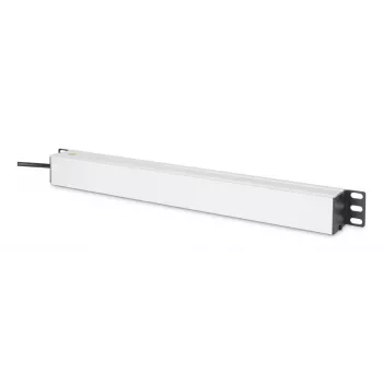DIGITUS PDU - 1U alumīnija statnes stiprinājums 8x CEE 7/7 kontaktligzda 1x kontaktligzda 10A spraudnis 250VAC 50/60Hz IEC C14 spraudnis priekšējais drošinātājs