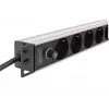 DIGITUS PDU - 1U alumīnija statnes stiprinājums 8x CEE 7/7 kontaktligzda 1x kontaktligzda 10A spraudnis 250VAC 50/60Hz IEC C14 spraudnis priekšējais drošinātājs
