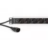 DIGITUS PDU - 1U alumīnija statnes stiprinājums 8x CEE 7/7 kontaktligzda 1x kontaktligzda 10A spraudnis 250VAC 50/60Hz IEC C14 spraudnis priekšējais drošinātājs