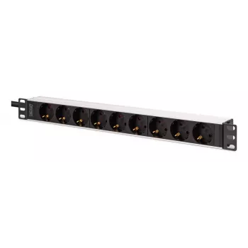 DIGITUS PDU - 1U alumīnija statīvā montējams 8x drošības ligzda 1x ligzda 16A 230VAC 50/60Hz IEC C20 spraudnis