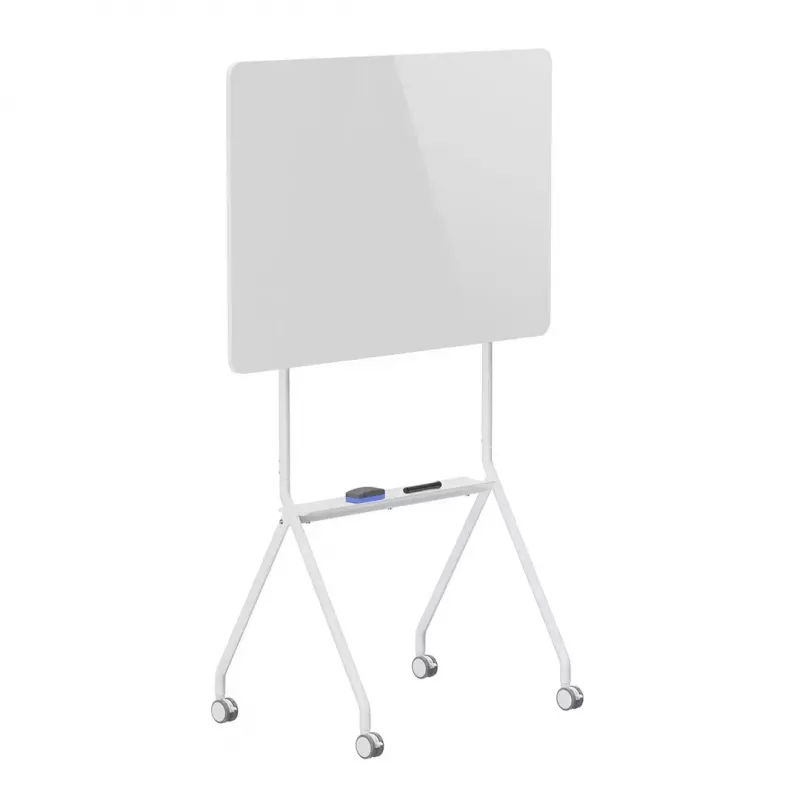 baltaboard ergo office ER-306 — sausā dzēšamā vienpusējā horizontālā tāfele, 1190×790 mm, brīvi stāvoša tērauda konstrukcija ar ritentiņiem, magnētiska