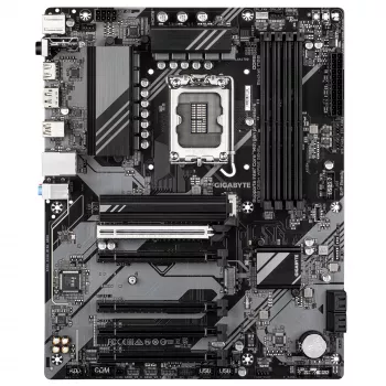 Mātesplate GIGABYTE B760 DS3H WIFI6E GEN5 — atbalsta Intel Core 14. paaudzes CPU, 8+2+1 fāžu digitālais VRM, līdz 5600 MHz DDR5, 2xPCIe 4.0 M.2, Wi-Fi 6E, 1GbE LAN, USB 3.2 Gen 2x2