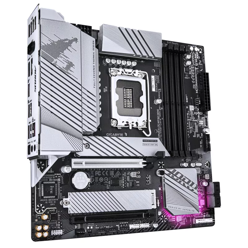 GIGABYTE mātesplate B760M AORUS ELITE WIFI6E GEN5 — Micro ATX, LGA1700, DDR5 līdz 5600MHz, 12+1+1 VRM, 2x PCIe4.0 M.2, Wi‑Fi 6E, 2.5 GbE