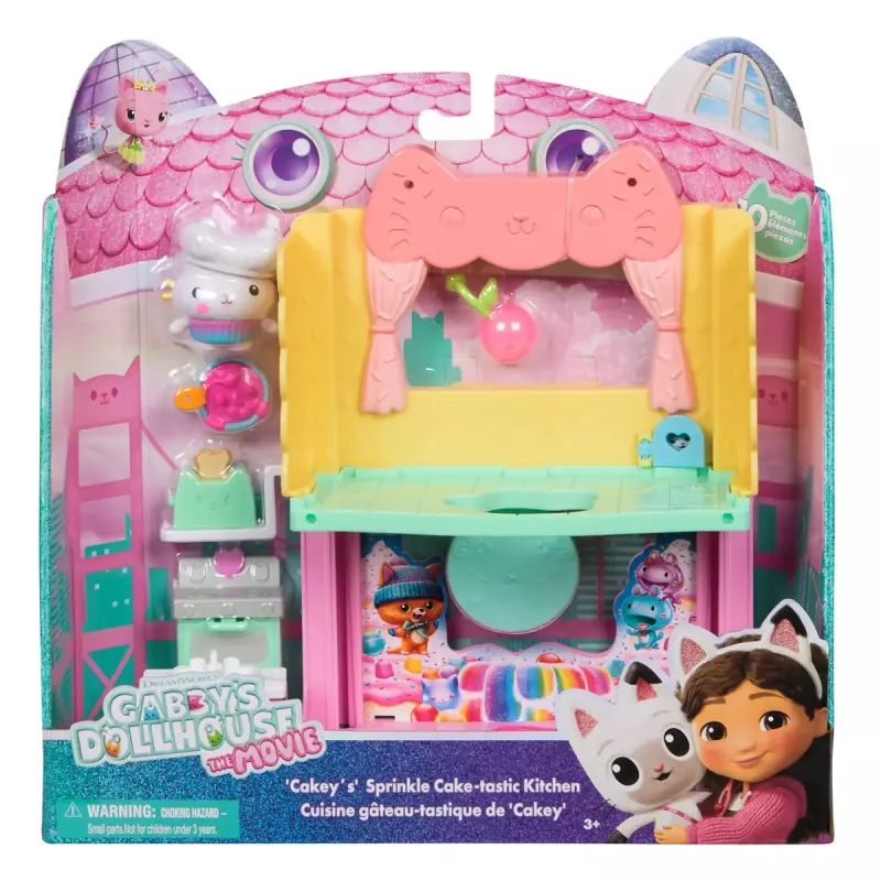 Action Figure Gabby's Dollhouse Cakey's Sprinkle Cake-tastic Kitchen Daudzkrāsains