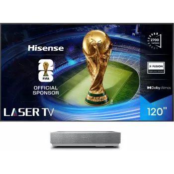 Hisense 120L5ND projekcijas televizors īpaši tuva metiena projektors 2700 ANSI lūmenu DLP UHD 4K (3840x2160) Melns, Sudraba 3D