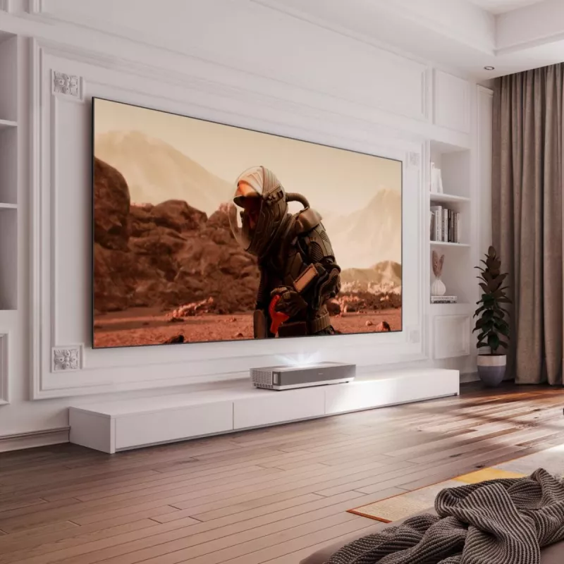 Hisense 120L5ND projekcijas televizors īpaši tuva metiena projektors 2700 ANSI lūmenu DLP UHD 4K (3840x2160) Melns, Sudraba 3D