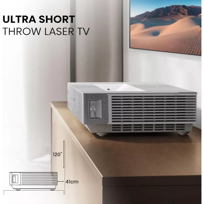 Hisense 120L5ND projekcijas televizors īpaši tuva metiena projektors 2700 ANSI lūmenu DLP UHD 4K (3840x2160) Melns, Sudraba 3D