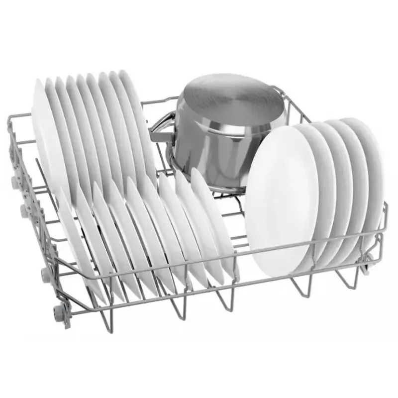 Iebūvējamā trauku mazgājamā mašīna Bosch SMU2HVS06E — pilna izmēra 60 cm, 14 galda klājumu ietilpība, 5 programmas, siltummaiņa žāvēšana