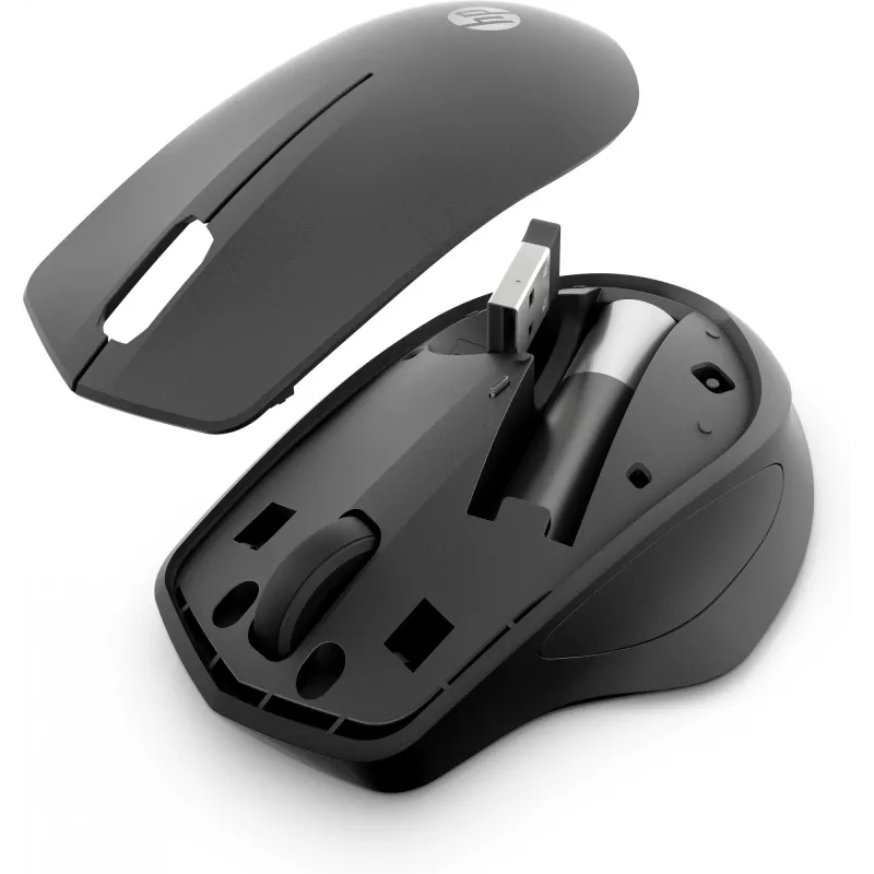 HP 280 Silent Wireless pele, labā roka, optiskā, RF bezvadu, melna