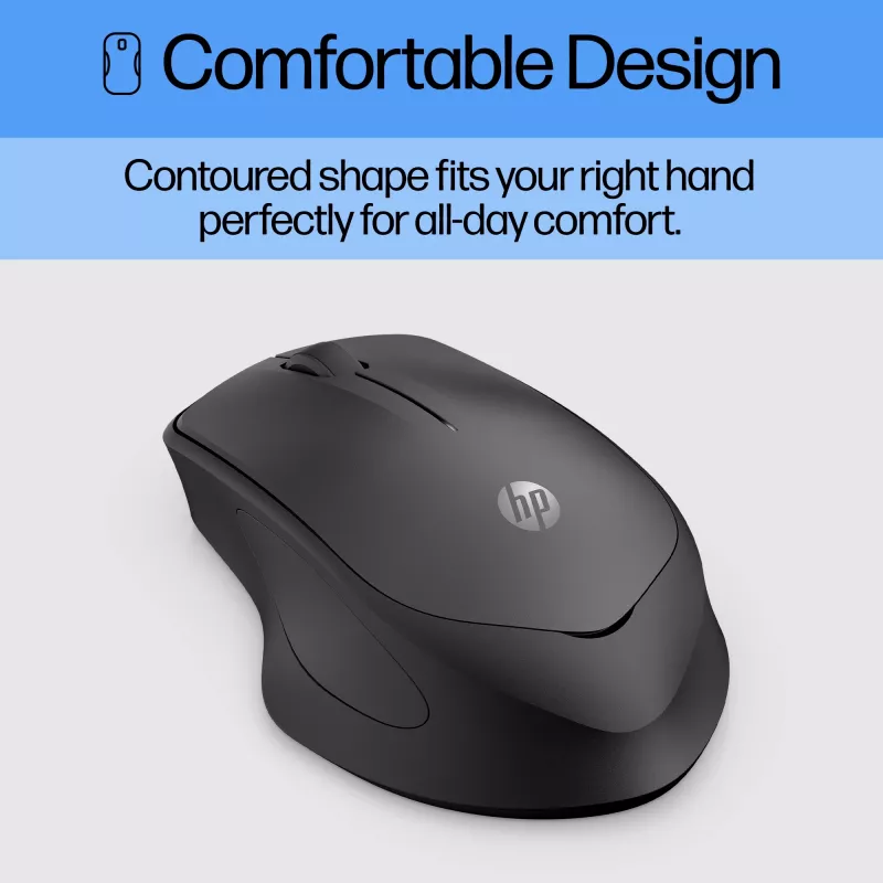 HP 280 Silent Wireless pele, labā roka, optiskā, RF bezvadu, melna