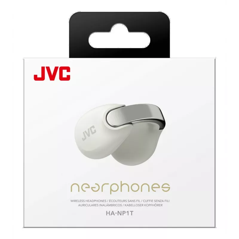 JVC HA-NP1T austiņas True Wireless Stereo (TWS) auss uzlikšanas stilā Zvani/Mūzika USB Type-C Bluetooth Sudraba, Balta