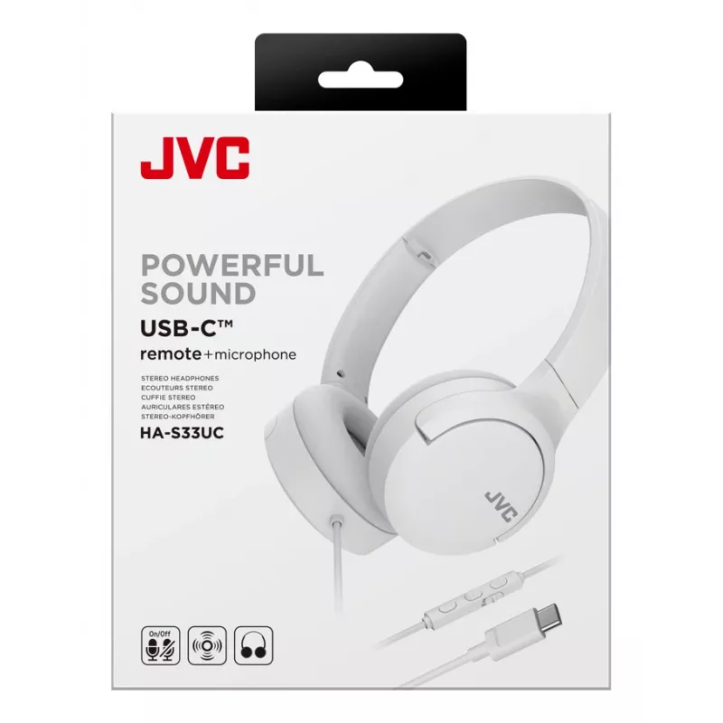 JVC HA-S33UC Headset Wired Head-band Calls/Music USB Type-C balta