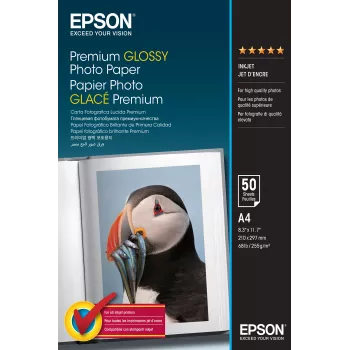 Epson Premium Glossy Photo Paper - A4 - 50 loksnes, spīdīgs, 255 g/m², A4, balts, 50 loksnes, 1 gab.