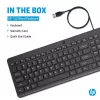 HP 150 vadu tastatūra, pilna izmēra (100%), vadu, USB, mehāniska, QWERTY, melna