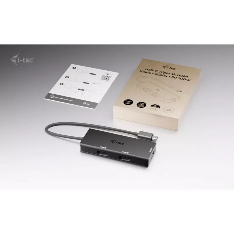 i-tec USB-C Triple 4K HDMI video adapteris, Power Delivery 100W