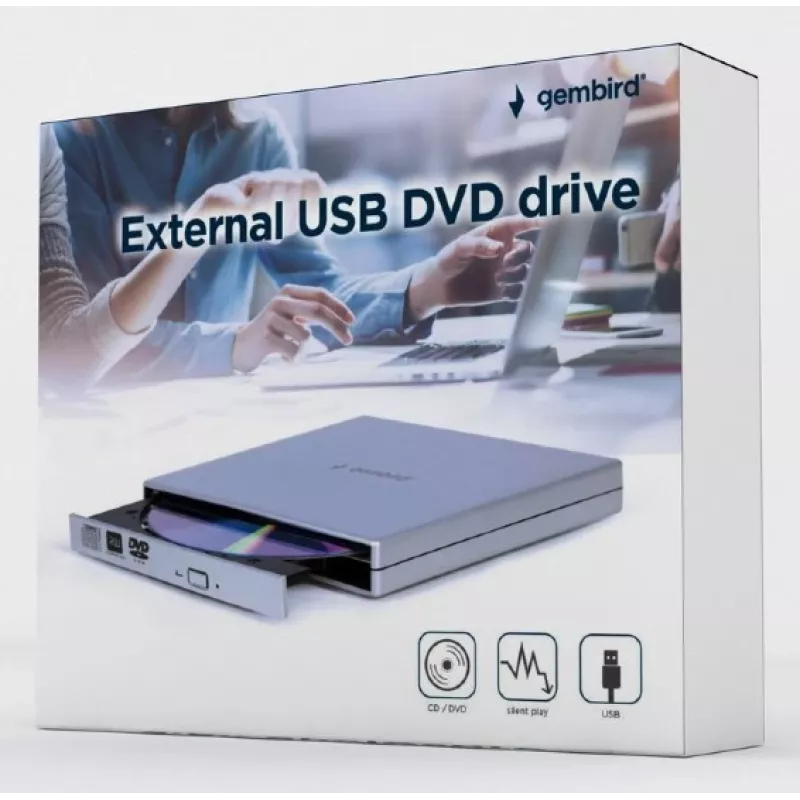 GEMBIRD Ārējais USB DVD diskdzinis, sudraba krāsa