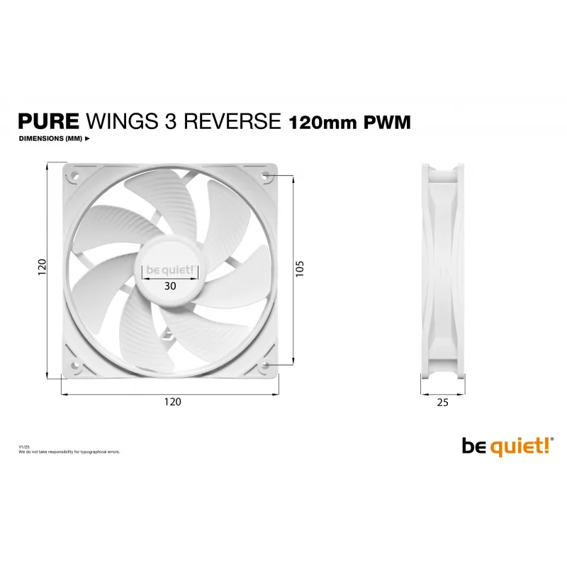 be quiet! Pure Wings 3 120mm | PWM Reverse balta Triple-Pack Computer case Fan 12 cm 3 gab.