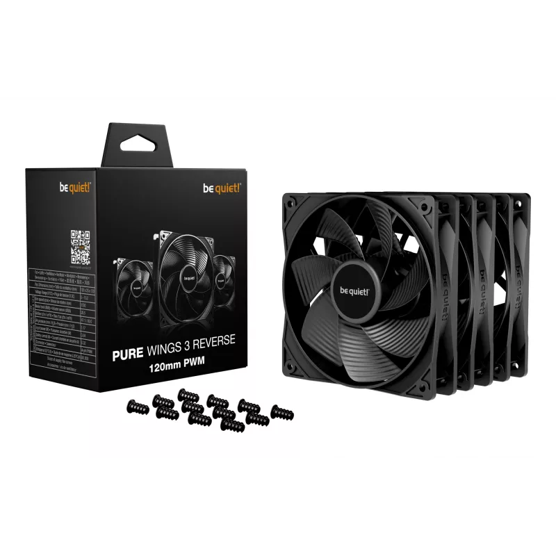 be quiet Pure Wings 3 120mm | PWM Reverse Triple-Pack datora korpusa ventilators 12 cm Melns 3 gab.
