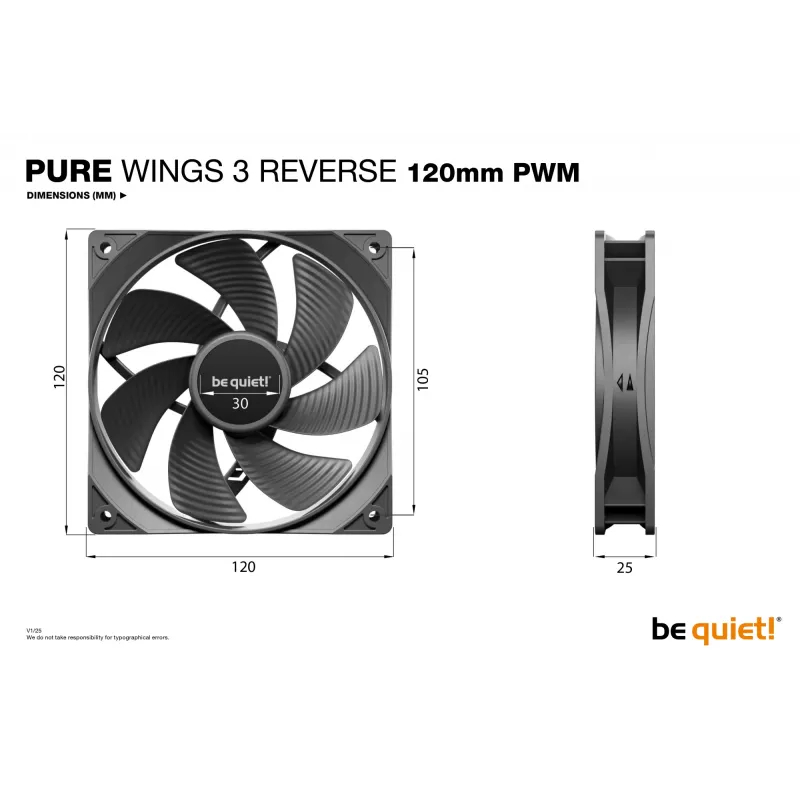 be quiet Pure Wings 3 120mm | PWM Reverse Triple-Pack datora korpusa ventilators 12 cm Melns 3 gab.