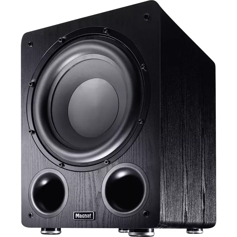 Aktīvais zemfrekvences skaļrunis Magnat Alpha RS12 — 12 collu draiveris, 120 W RMS, 20–200 Hz, D klase, melns