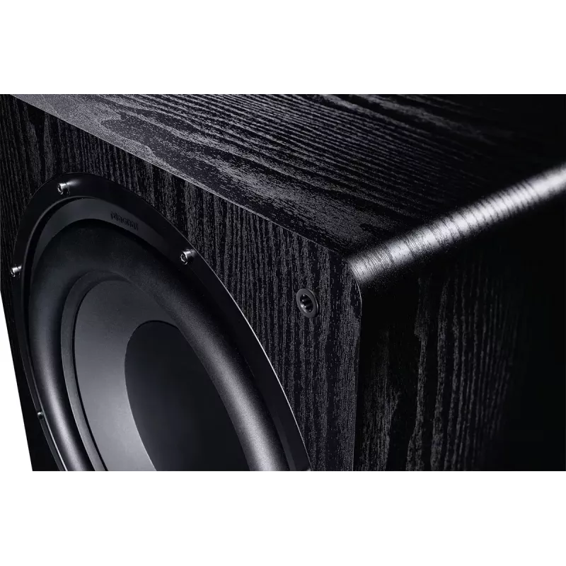 Aktīvais zemfrekvences skaļrunis Magnat Alpha RS12 — 12 collu draiveris, 120 W RMS, 20–200 Hz, D klase, melns