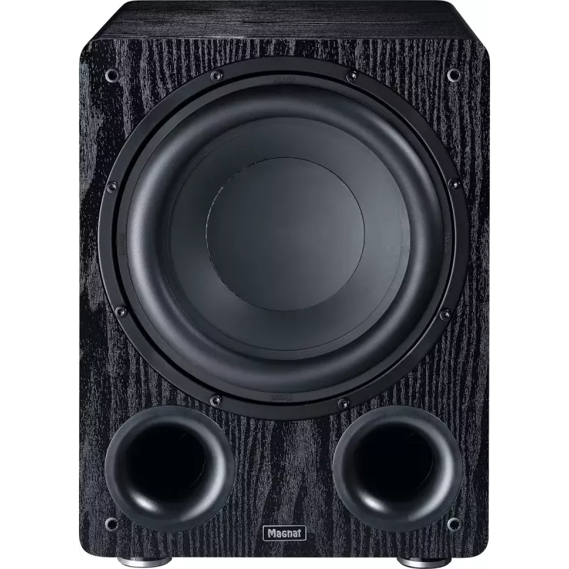 Aktīvais zemfrekvences skaļrunis Magnat Alpha RS12 — 12 collu draiveris, 120 W RMS, 20–200 Hz, D klase, melns