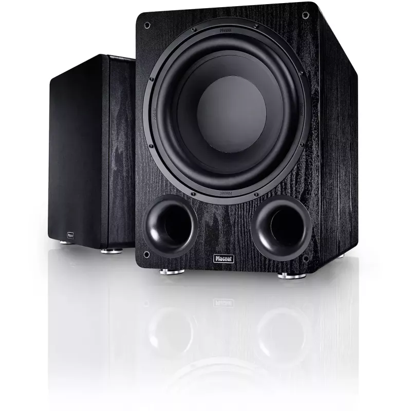 Aktīvais zemfrekvences skaļrunis Magnat Alpha RS12 — 12 collu draiveris, 120 W RMS, 20–200 Hz, D klase, melns