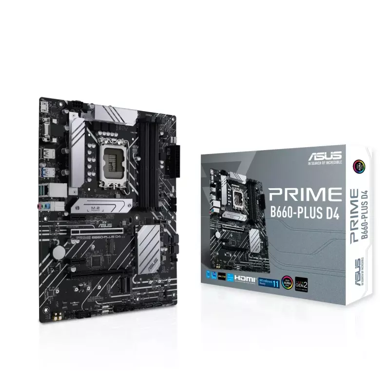 Mātesplate ASUS PRIME B660-PLUS D4 — Intel B660, LGA 1700, ATX, DDR4, 4× DIMM, 128 GB, 3× M.2, 2.5 Gb LAN