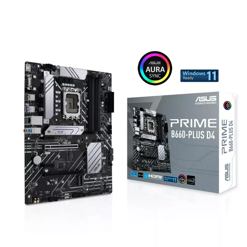 Mātesplate ASUS PRIME B660-PLUS D4 — Intel B660, LGA 1700, ATX, DDR4, 4× DIMM, 128 GB, 3× M.2, 2.5 Gb LAN