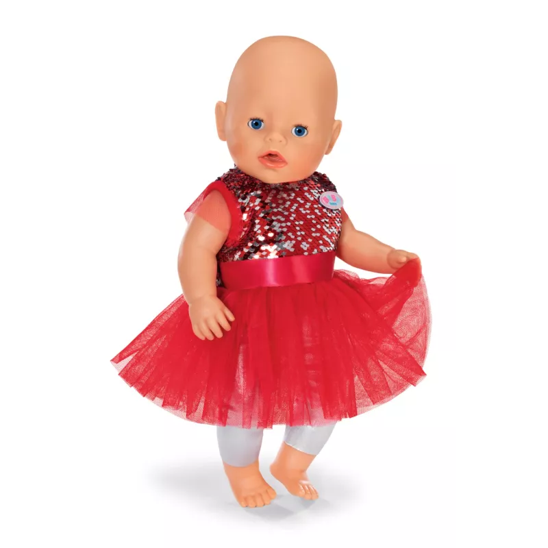 Leļļu kleita ZAPF BABY born Ziemassvētku kleita 43 cm lellēm, tekstils, daudzkrāsaina, salokāma, vecums 3–12