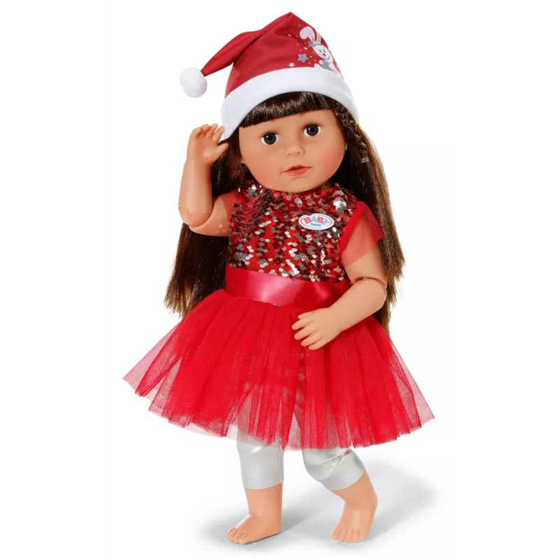 Leļļu kleita ZAPF BABY born Ziemassvētku kleita 43 cm lellēm, tekstils, daudzkrāsaina, salokāma, vecums 3–12