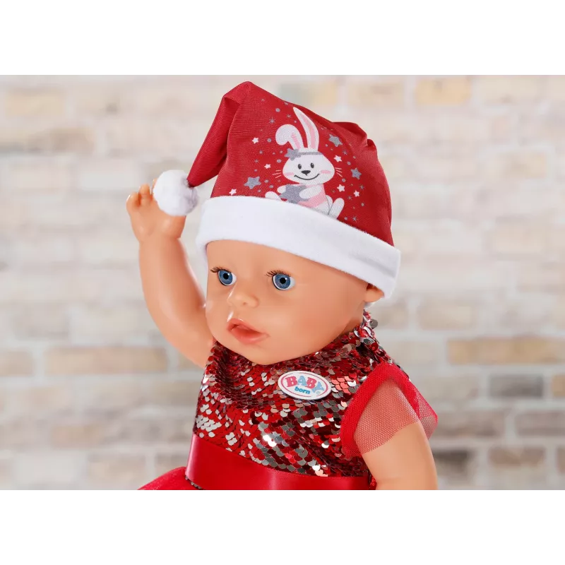 Leļļu kleita ZAPF BABY born Ziemassvētku kleita 43 cm lellēm, tekstils, daudzkrāsaina, salokāma, vecums 3–12
