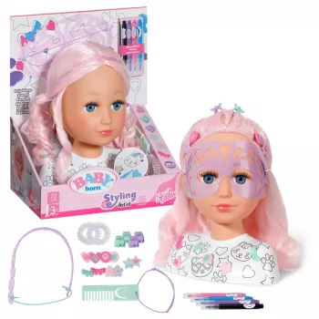 BABY born Styling Head Artist, grima/veidošanas lelles galva, sieviete, 3 gadi, daudzkrāsains