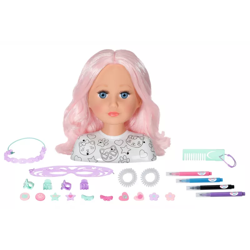 BABY born Styling Head Artist, grima/veidošanas lelles galva, sieviete, 3 gadi, daudzkrāsains