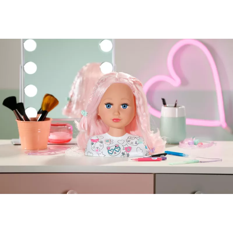 BABY born Styling Head Artist, grima/veidošanas lelles galva, sieviete, 3 gadi, daudzkrāsains