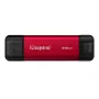Ārējais SSD Kingston 512 GB divu USB-A/USB-C portatīvais, USB 3.2 Gen 2, lasīšana 1050 MB/s, rakstīšana 950 MB/s, melns/sarkans
