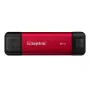Ārējais SSD Kingston 2 TB Dual USB-A/USB-C, USB 3.2 Gen 2, lasīšanas ātrums 1050 MB/s, rakstīšanas ātrums 950 MB/s, melns/sarkans