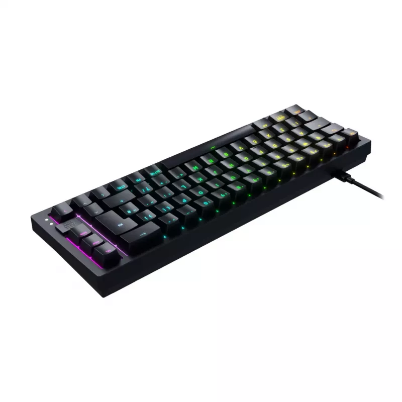 CHERRY K5V2 Compact spēļu tastatūra, USB, QWERTZ, vācu izkārtojums, melna, 68 taustiņi, RGB LED
