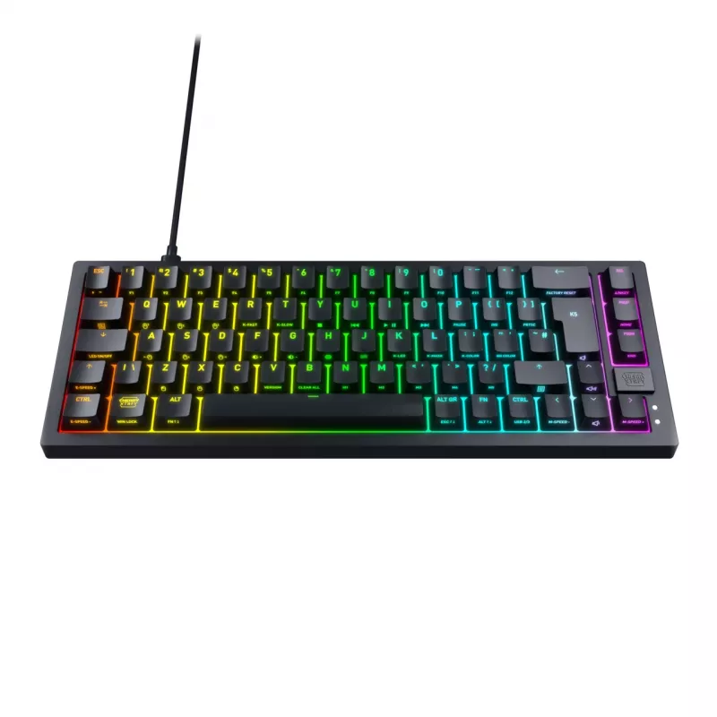 CHERRY K5V2 Compact spēļu tastatūra, USB, QWERTZ, vācu izkārtojums, melna, 68 taustiņi, RGB LED