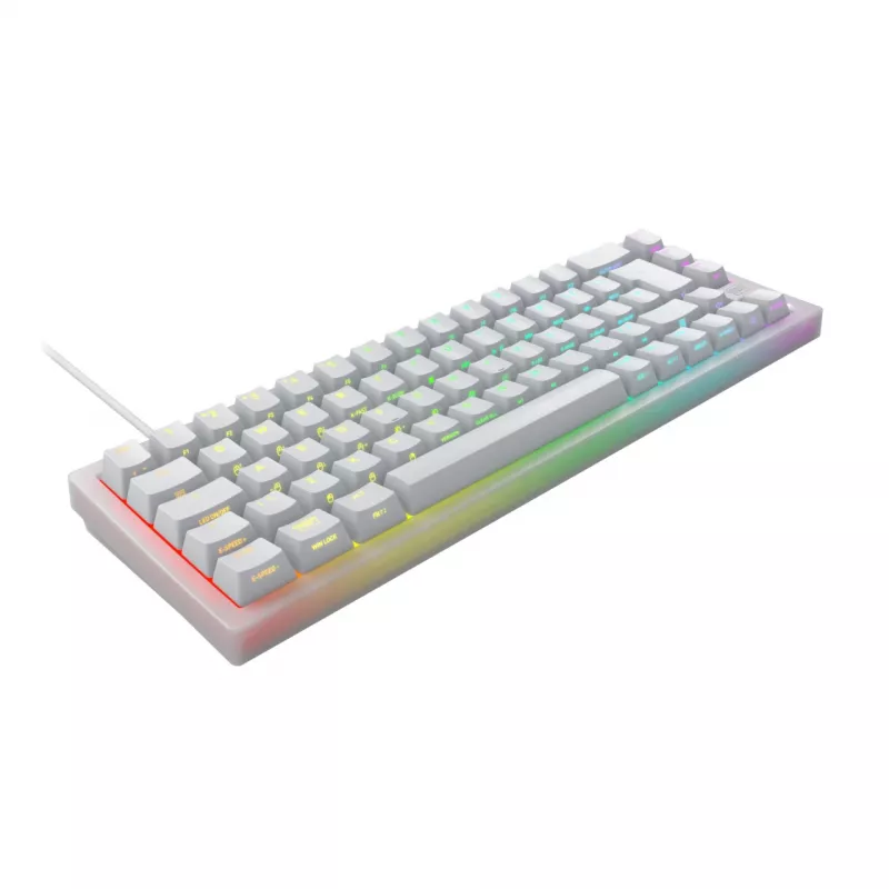 CHERRY K5V2 kompakta tastatūra spēlēm USB QWERTZ vācu balta 68 taustiņi RGB LED