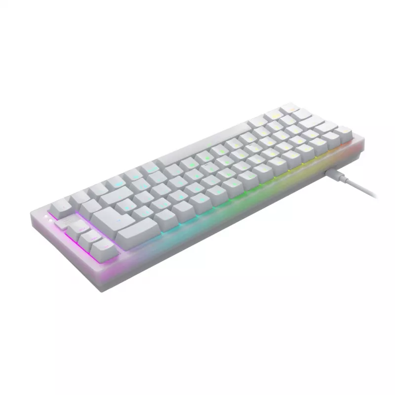 CHERRY K5V2 kompakta tastatūra spēlēm USB QWERTZ vācu balta 68 taustiņi RGB LED