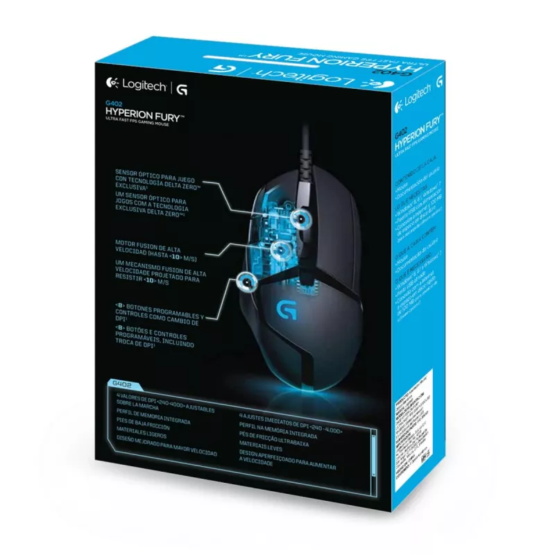 LOGITECH G402 FPS spēļu pele USB Hyperion Fury - EWR2