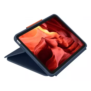 Klavieru futrālis Logitech Rugged Combo 4 Touch QWERTZ German Smart Connector Blue, paredzēts iPad 10th gen (A16) ar skārienpaliktni, doks 256×195×20 mm