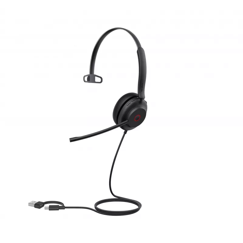 “Yealink UH35 Mono UC USB-C/A” austiņas, vadu, 20–20000 Hz, zvaniem/mūzikai, 96,5 g, austiņas, melnas