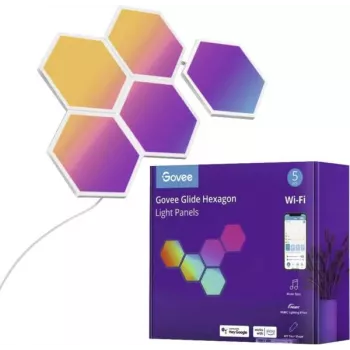 LED gaismas paneļi Govee B6061 5 gab. komplekts RGB krāsu mainīgi — moduļu dekoratīvais sienas apgaismojums