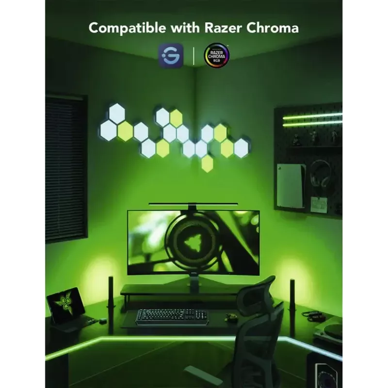 Smart lighting kit Govee H6608 — Wi‑Fi/Bluetooth, Melns, multi‑color, 3 pcs, 1.5 m kabelis