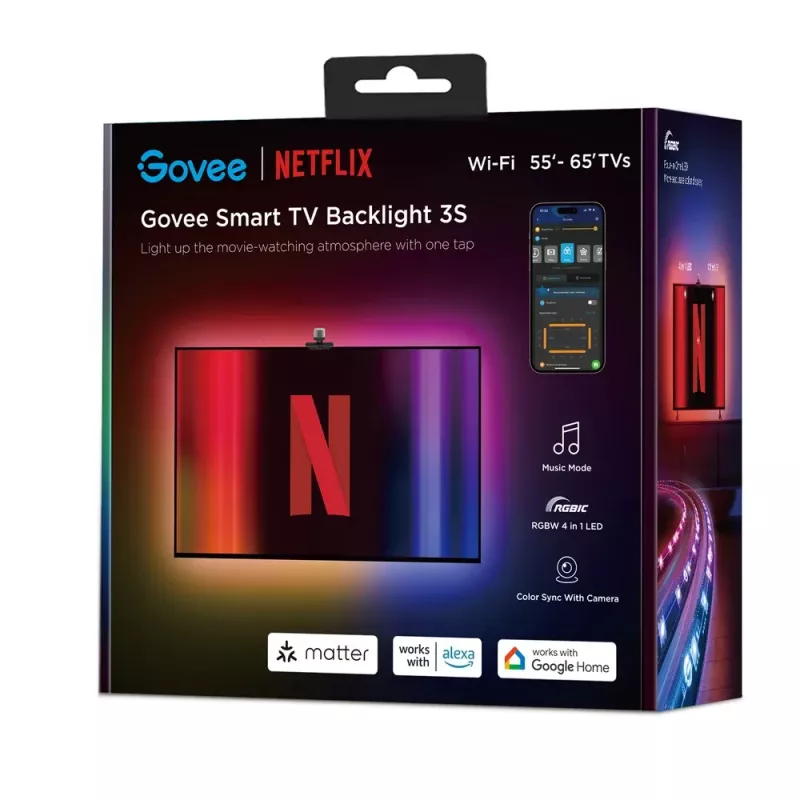Viedā LED lentes gaisma Govee H6098 — Wi‑Fi/Bluetooth, melna, 2 kWh/1000h, energoklase G